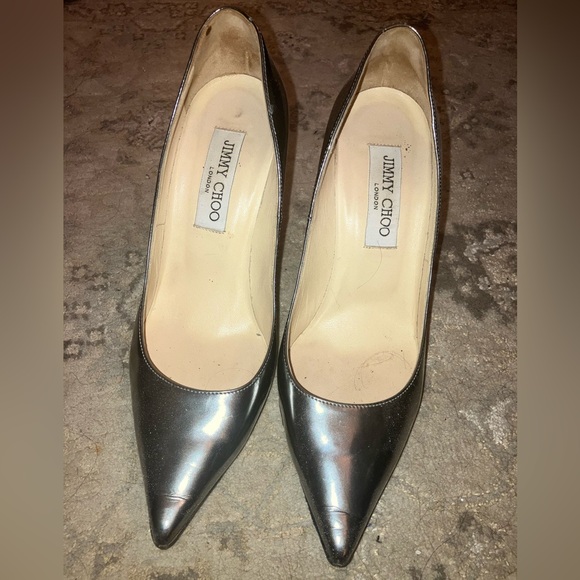 Jimmy Choo Anouk 120 Heels In Silver Leather Heels Pumps Size 36.5 - Picture 3 of 8